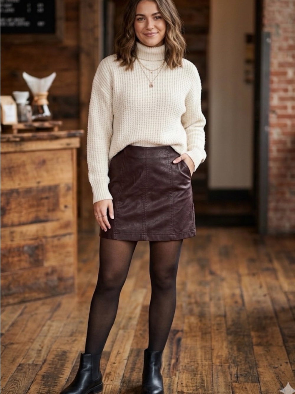 Free People Black Faux Leather Mini Skirt